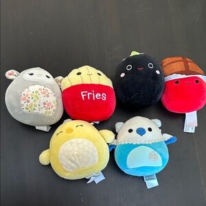 lot of six mini Squishmallows Plush Animal Toy Set - Multicolor